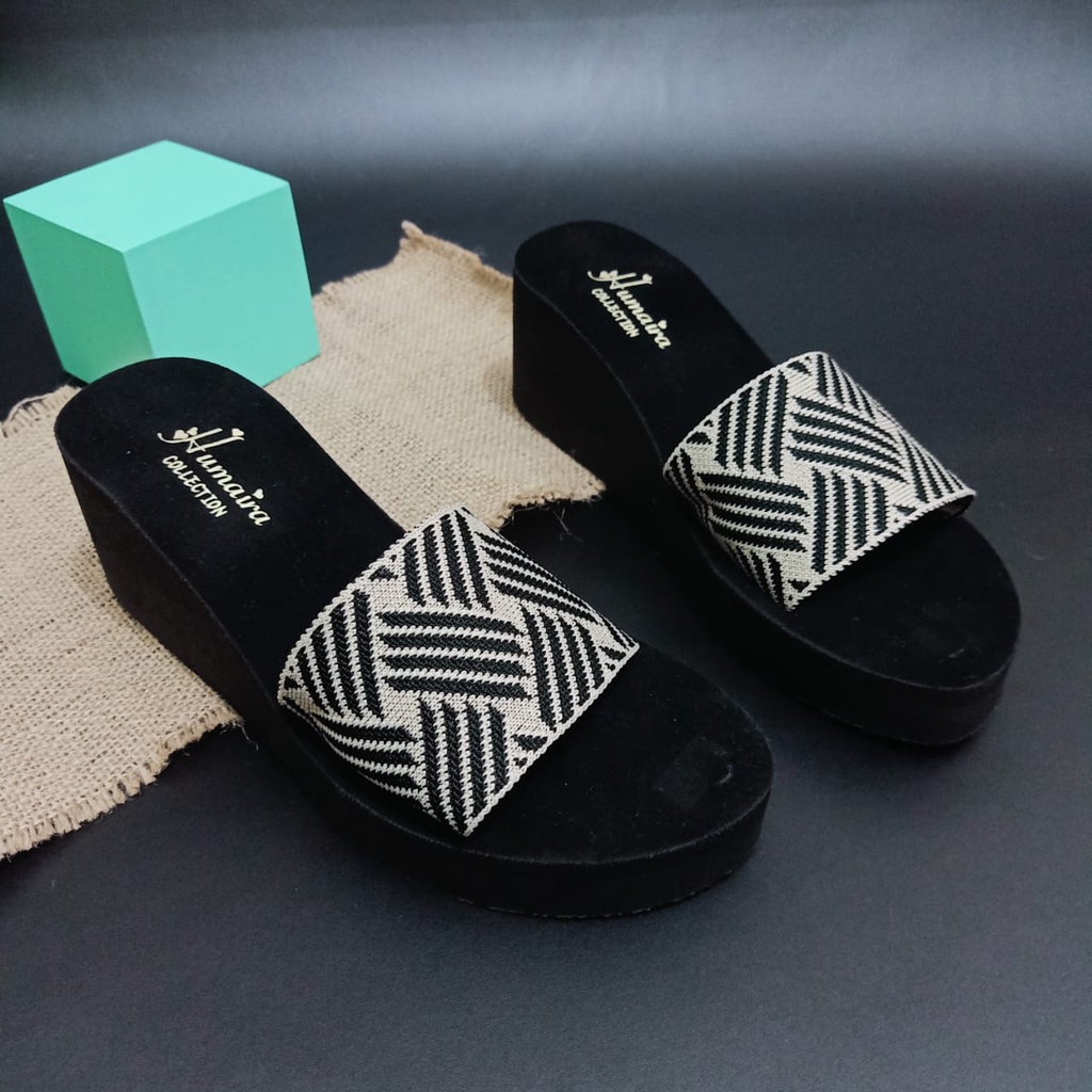 Sendal Wedges Selop Wanita Selop Rajut Terbaru Kekinian Sandal Wedges Wanita  - NESANH ARUMI