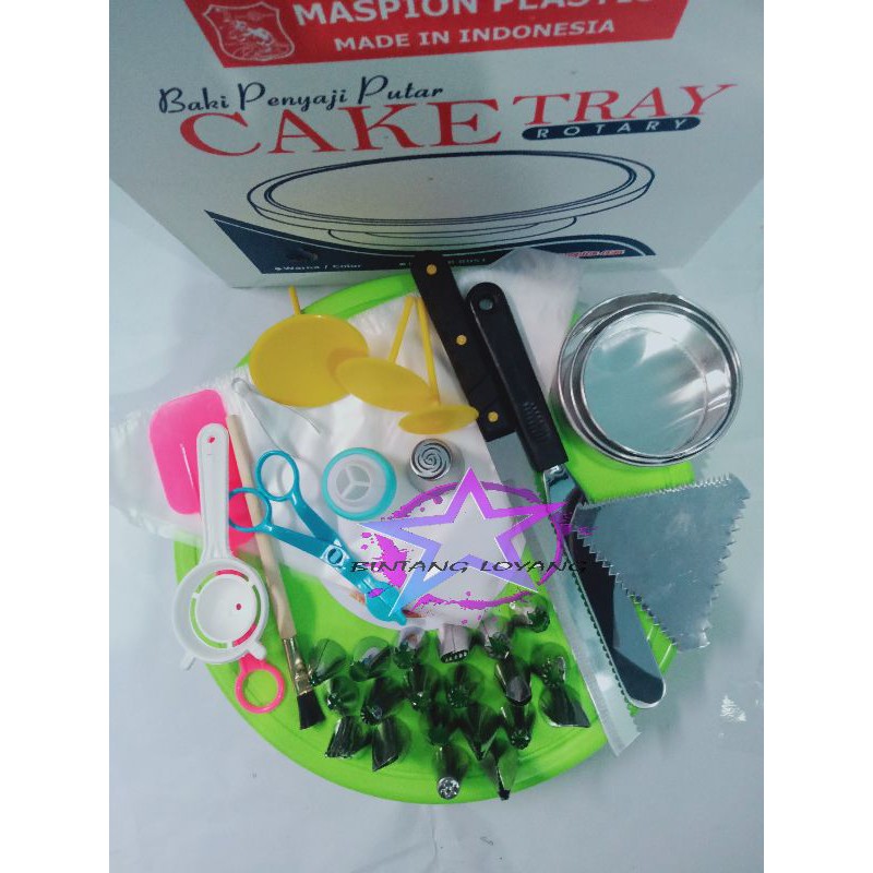 PROMO SET 31 ALAT DEKORASI KUE TART/DEKORASI KUE ULANG TAHUN GRATIS LOYANG BULAT MINI 3PCS