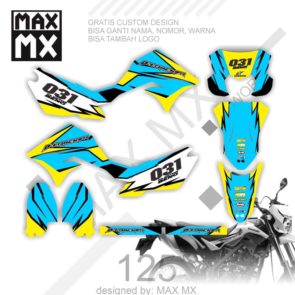 DECAL STIKER MOTOR D,TRACKER MOTIF HIJAU BIRU STABILO