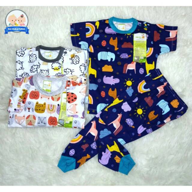 3 Pasang Setelan Velvet Junior Little Sunshine - Baju Pendek Celana Panjang