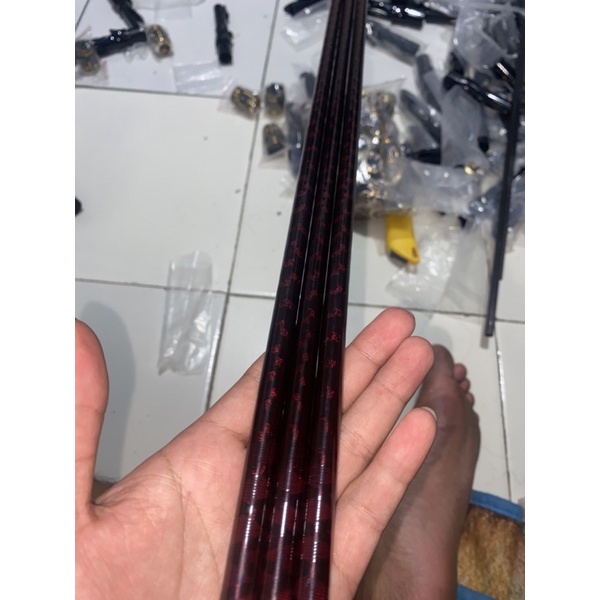 blank carbon hollow x wrap merah - blank xwrap merah sambung 2