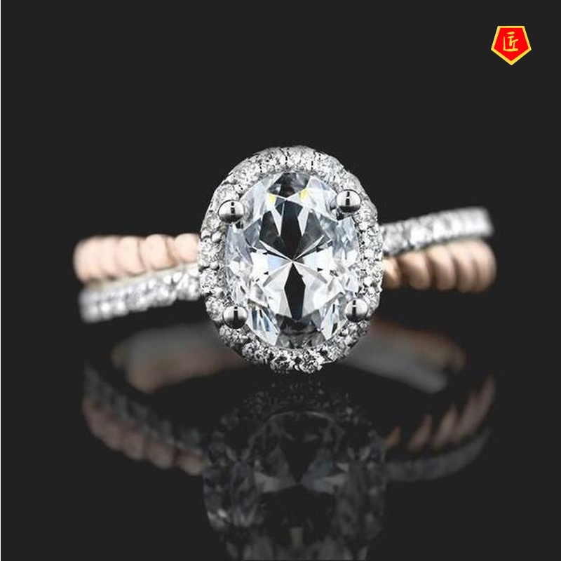 [Ready Stock]Fashion Personality Color Separation Diamond Ring