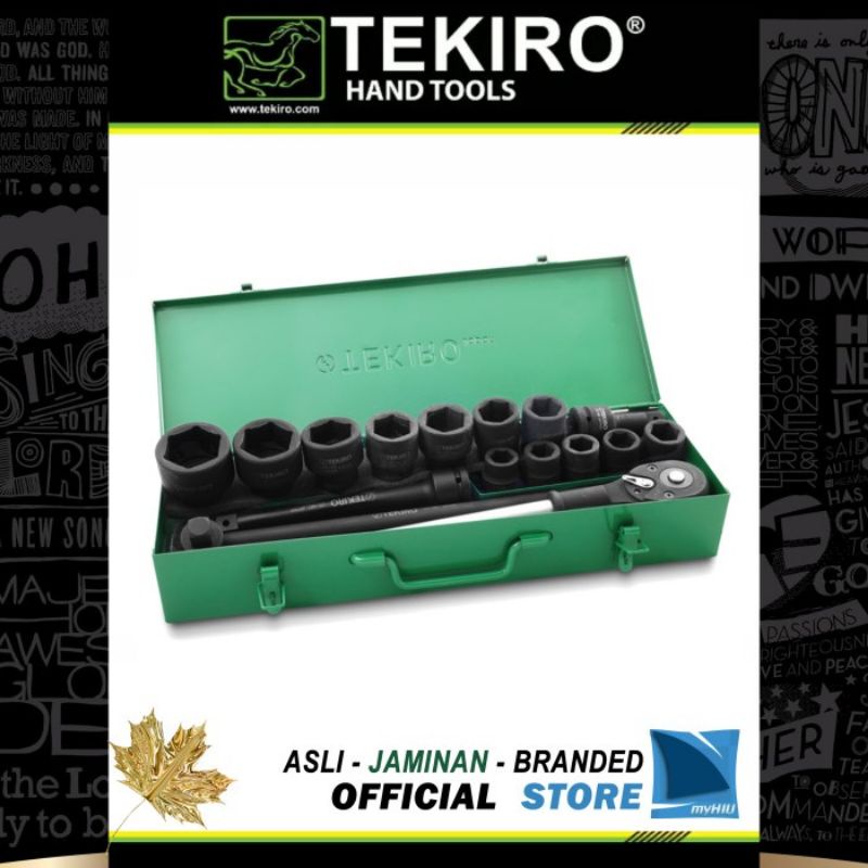 Kunci shock tekiro impact 3/4 inch 17 pcs 21 - 50 MM 6PT kunci shock set tekiro kunci sok kunci sock