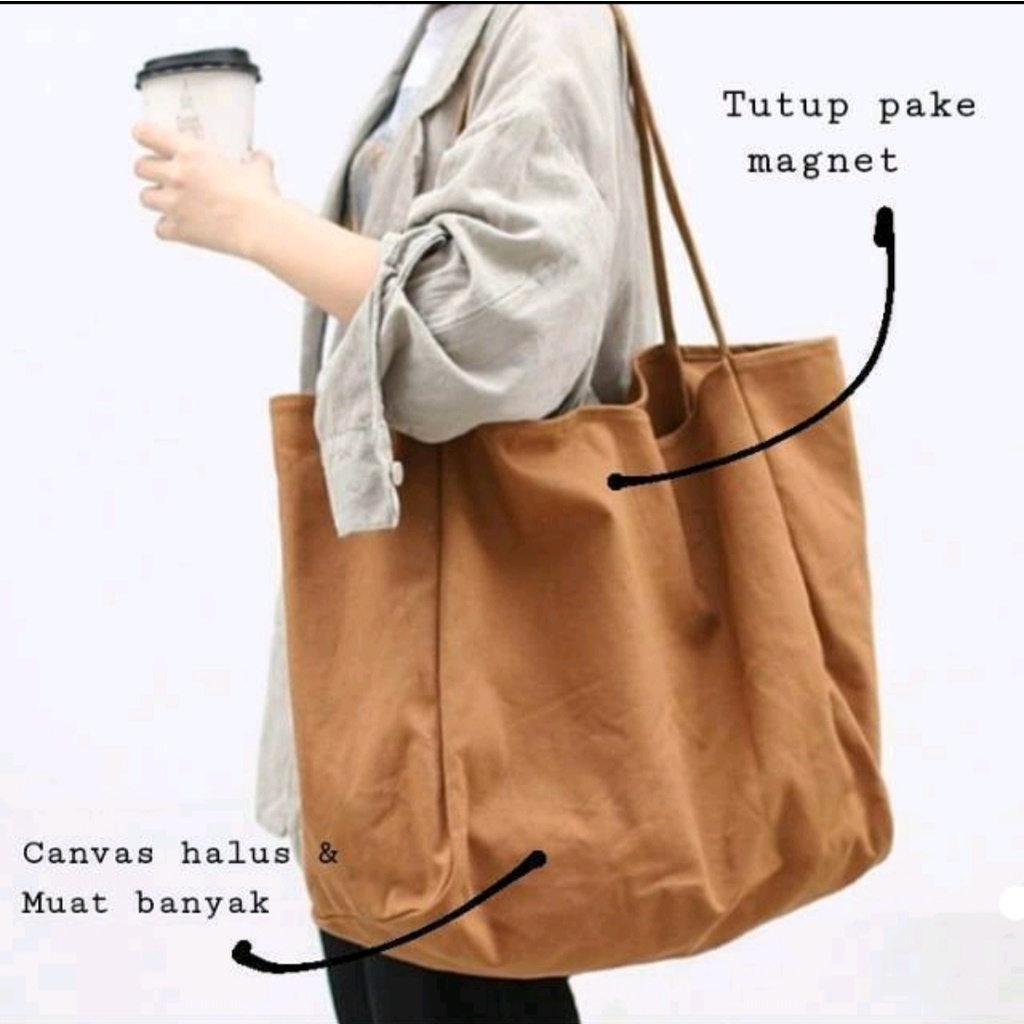 EQ PROMO!!NUDIE BAG/TOTEBAG CANVAS BESAR POLOS SUEDING TEBAL LEMBUT MODEL TAS BAGGY BISA COD