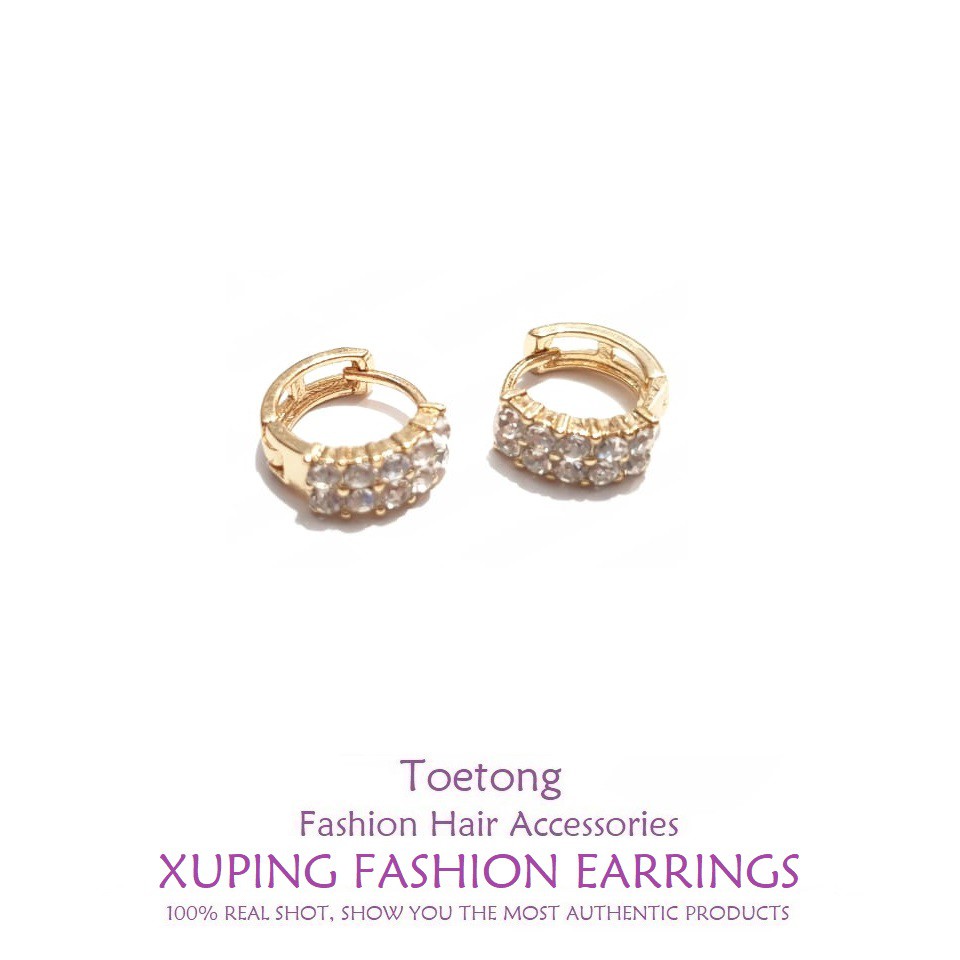 Anting Jepit Titanium Zicron Anti Karat Giwang Permata Berlian Xuping Fashion Hoops Earrings-2