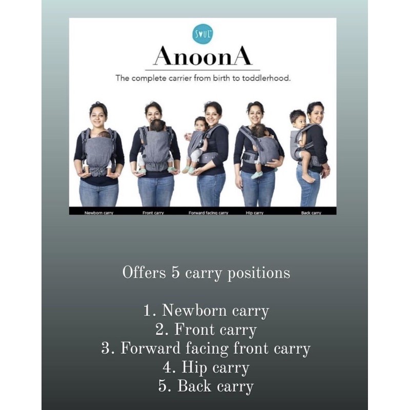Preloved soul sling Anoona baby carrier 5 position