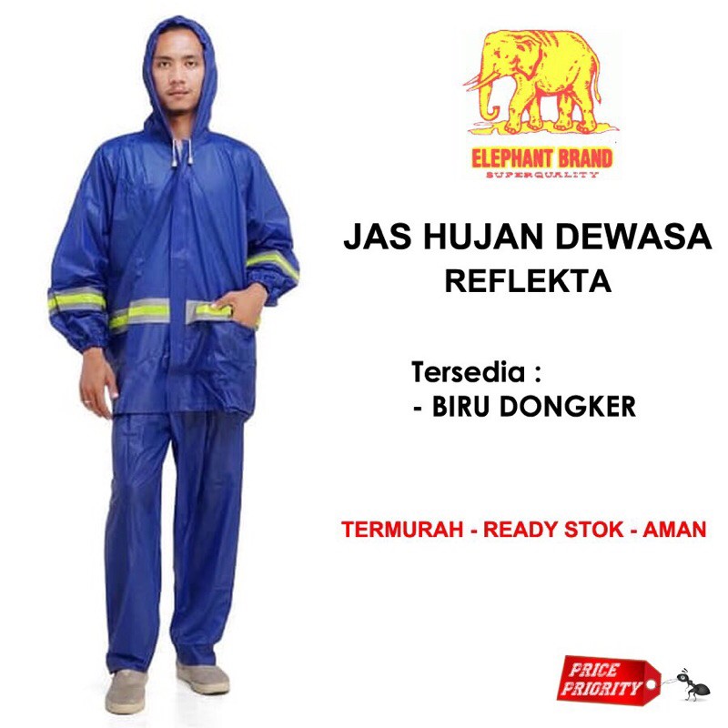 Jas Hujan Setelan Jaket Celana Gajah Reflekta/Jas Hujan Bahan 100% PVC Tebal Ukuran All Size (Murah)