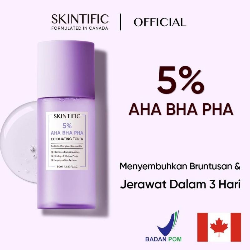 SKINTIFIC - 5% Aha Bha Pha Exfoliating Toner 80ml