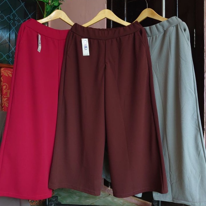 BIG ALL SIZE &amp; REMAJA BB 70 - 99kg EDISI KULOT | COD✅ PAHA &amp; PINGGUL MELAR NYAMAN / Crepe Waffle TEBAL &amp; RINGAN celana panjang wanita/super jumbo XXXL/ibu hamil/bawahan muslimah/kasual harian