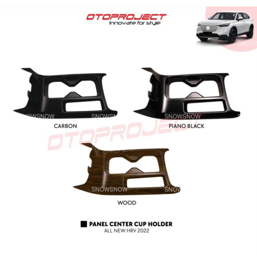 Panel Center Cup Holder Mobil Honda HRV 2022 UP Hitam Wood Carbon