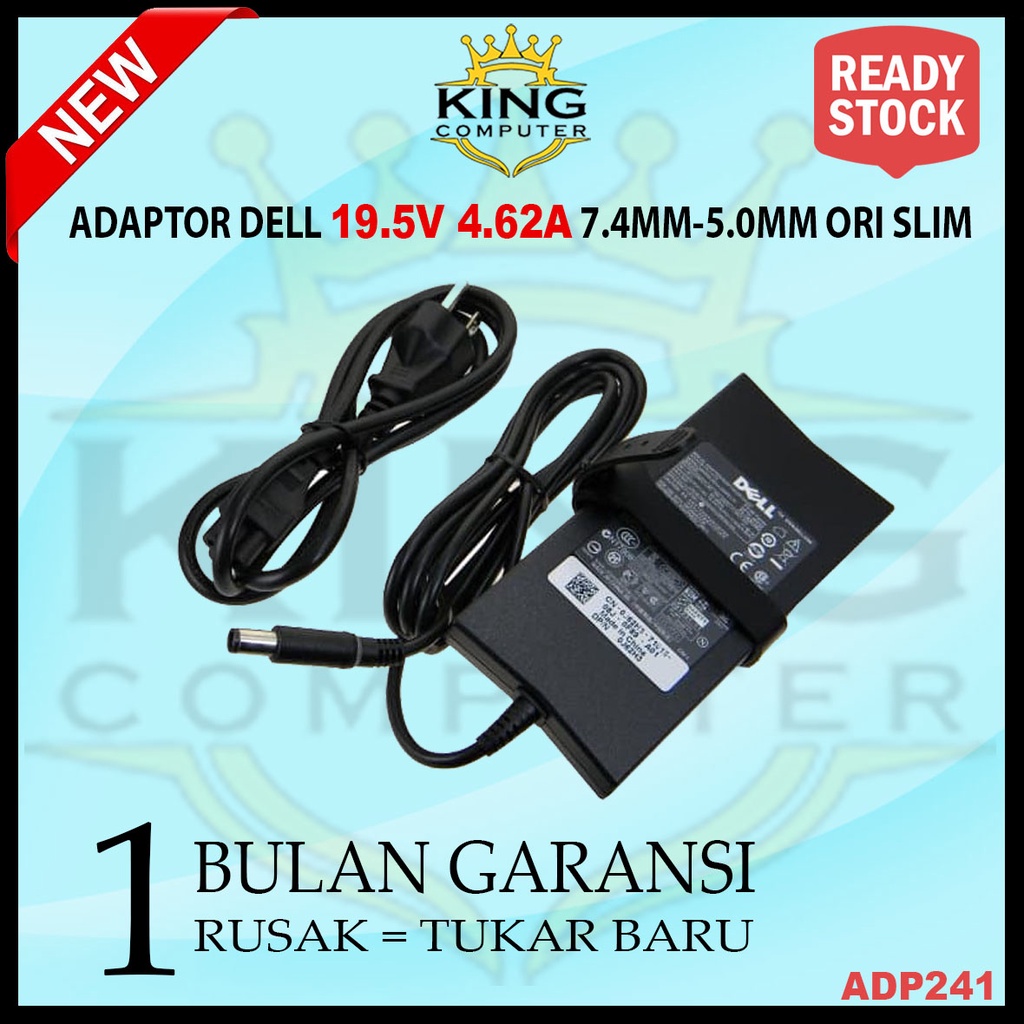 Adaptor Charger Laptop Dell 19.5V-4.62A Original Colokan Besar Jarum