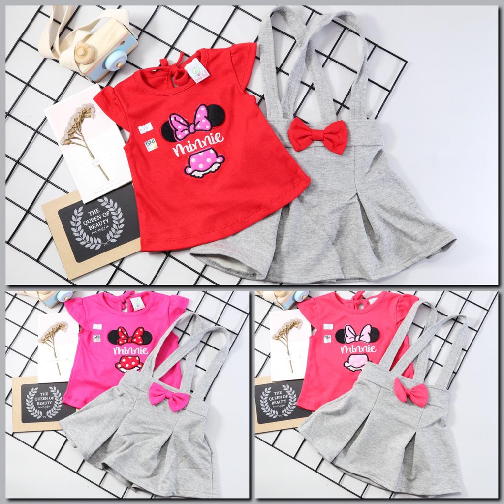 Dsun.id - Setelan Baju Rok Kodok Anak / Bayi Perempuan Minnie Mouse