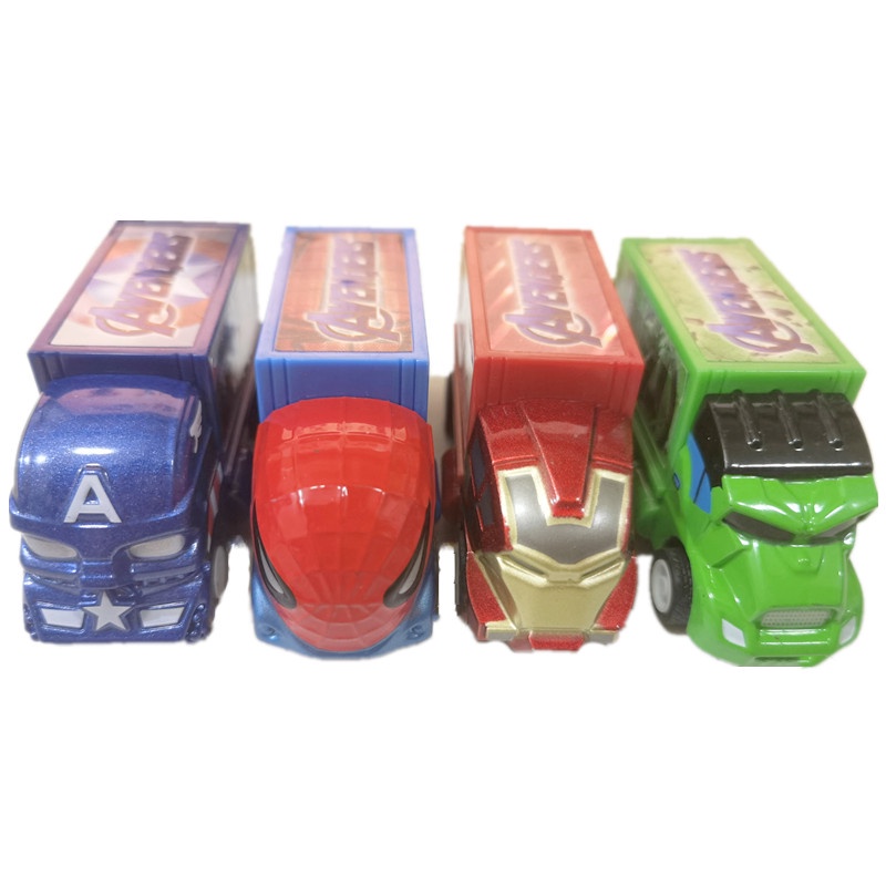 1pc Mainan Mobil Truk Pull-back Model Avengers / Captain America / Hulk / Ironman / Spiderman Untuk Anak Laki-Laki