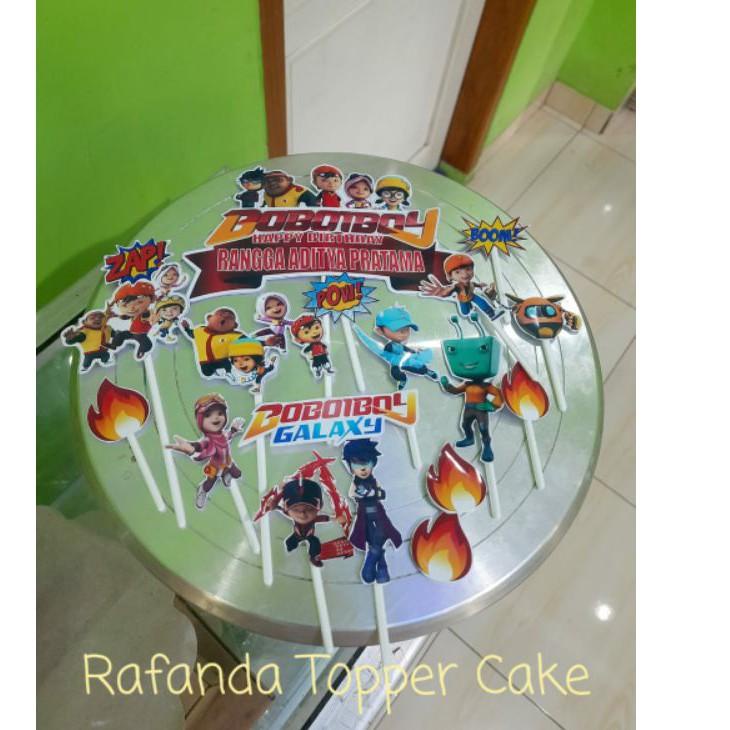 Ready Stok topper kue ultah toper boboiboy galaxy custom nama murah grosir