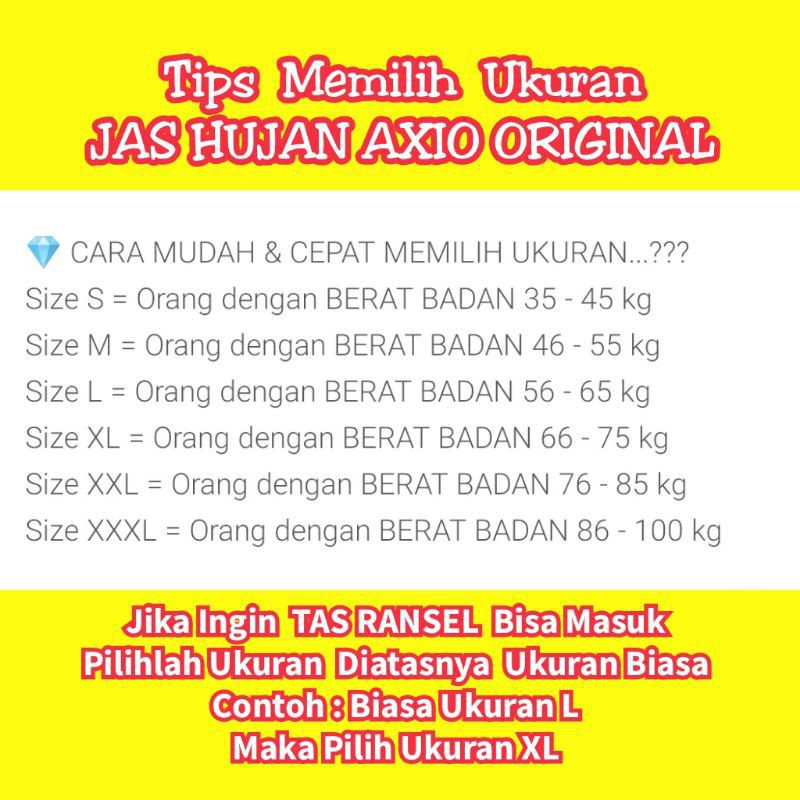 Jas Hujan AXIO 100% Original AXIO EUROPE Bahan Lebih Tebal Anti Bocor