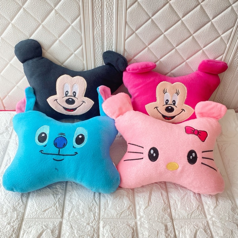 bantal leher mobil mickey minnie stitch hello kitty 1 pasang HEADREST SANDARAN KEPALA JOK LEHER TISU MOBIL BONEKA MICKEY MINNIE HELLO KITTY