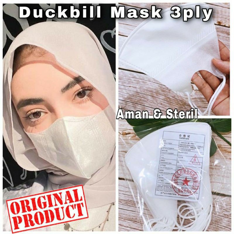 Masker Duckbill ALKINDO Duckbill mask Earloop 3 Ply Hijab Friendly Masker medis Face Mask murah