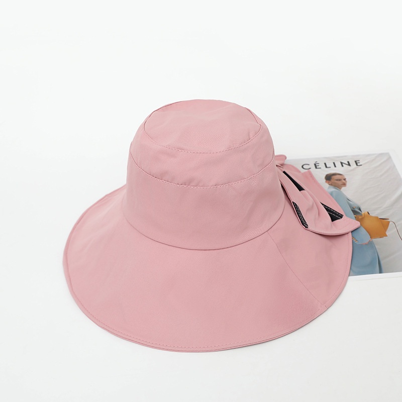 Topi Bucket Motif Polkadot Aksen Pita Gaya Korea Jepang Untuk Wanita