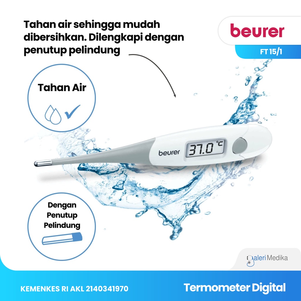 Termometer Digital Beurer FT 15 / FT-15 / FT15 - Termometer Bayi Anak dan Dewasa Keluar Hasil Dalam 10 Detik