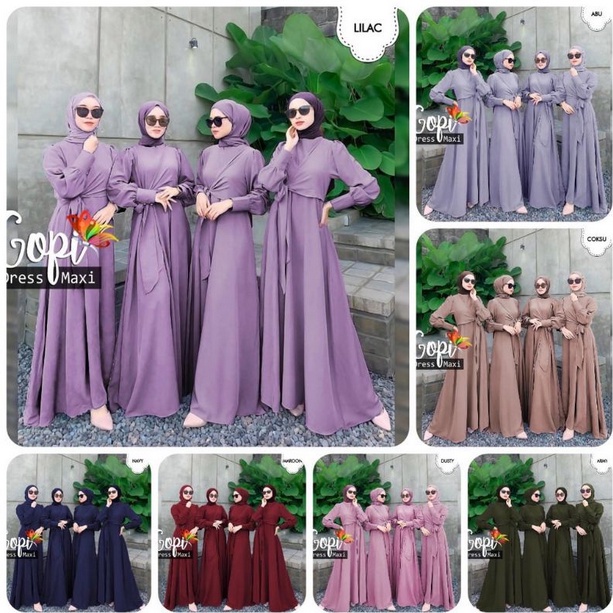 MAXI DRESS GOPI POLOS mF / BUSANA KONDANGAN WANITA / BAJU PESTA