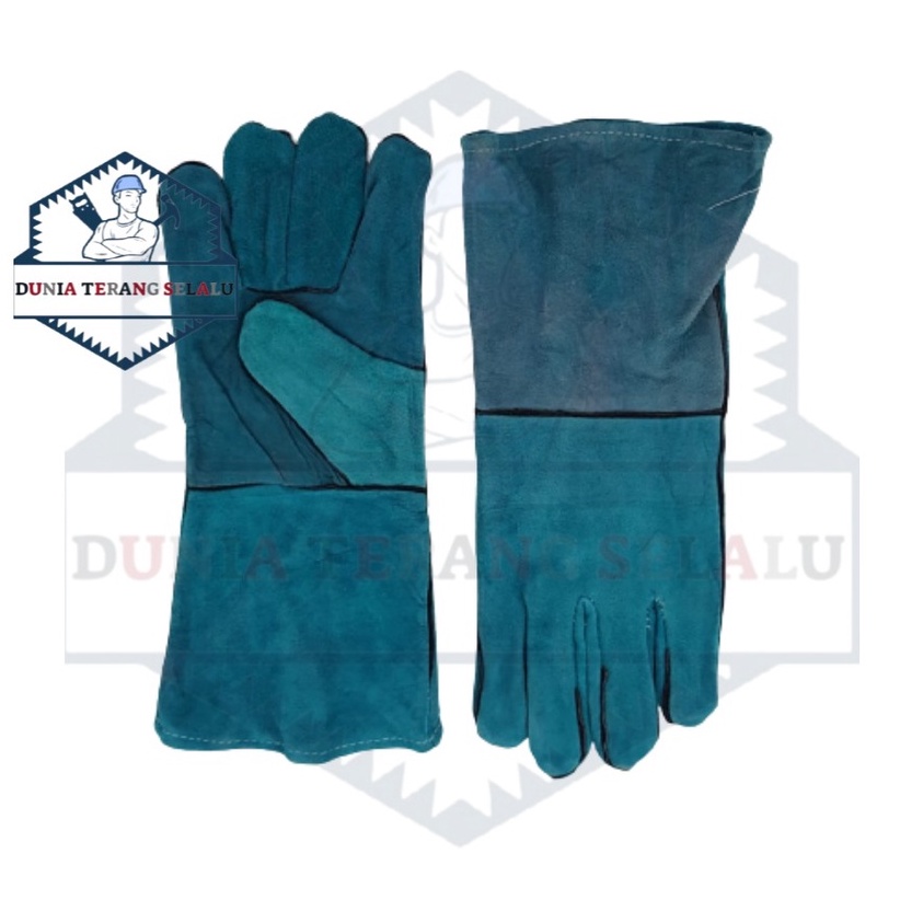 SARUNG TANGAN LAS KULIT 14&quot; HIJAU TOSCA RRT 5Jari - Sarung Tangan Kulit Las 14 in - Sarung Tangan Kerja Las Safety Gloves Welding