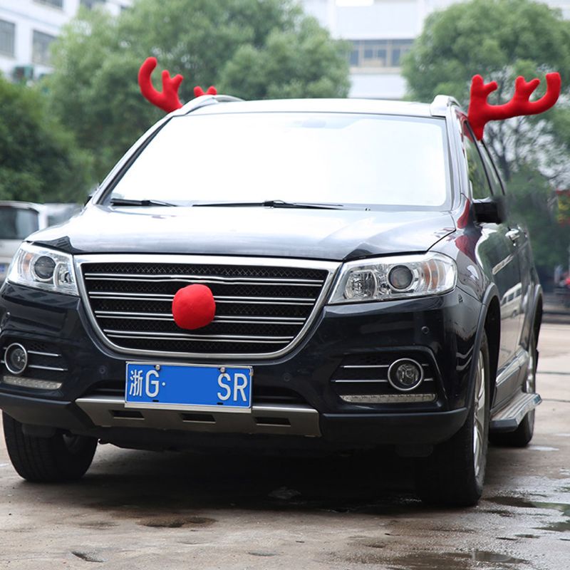 Ornamen Tanduk Hidung Rusa Natal Untuk Dekorasi Exterior Mobil Truk SUV