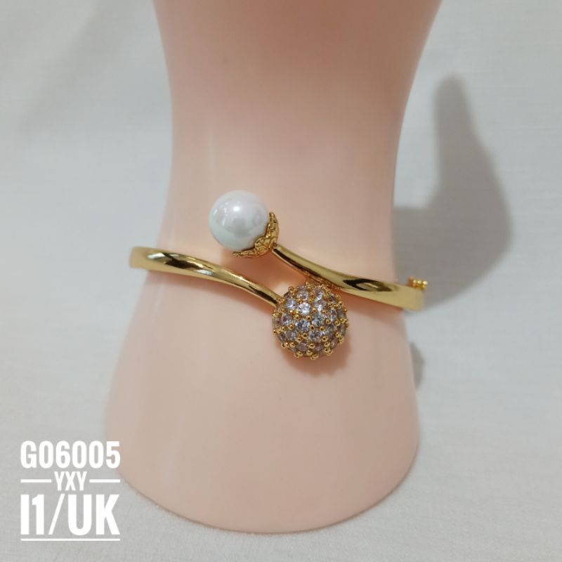 Gelang Bangle Yaxiya Bola Zircon Mutiara G06005