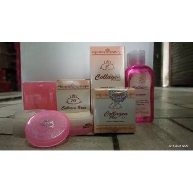 Paket Collagen(Day & Night cream),toner + vit E whitening soap collagen 701