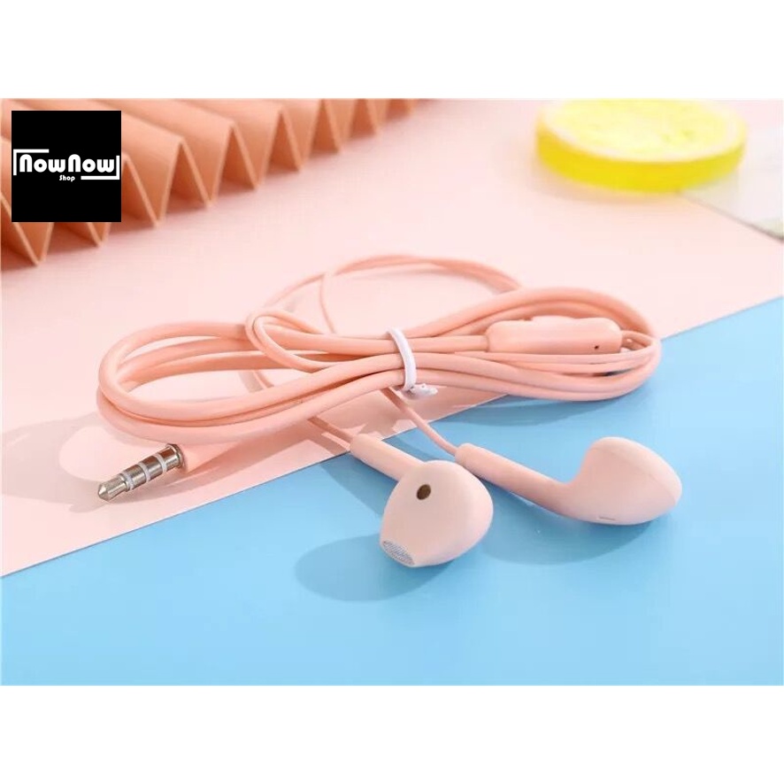 Headset Handsfree Macaron / Earphone Macaroon Matte Color Pastel Colorful Hifi Extra Bass Stereo In-Ear Headphones HP-Pink