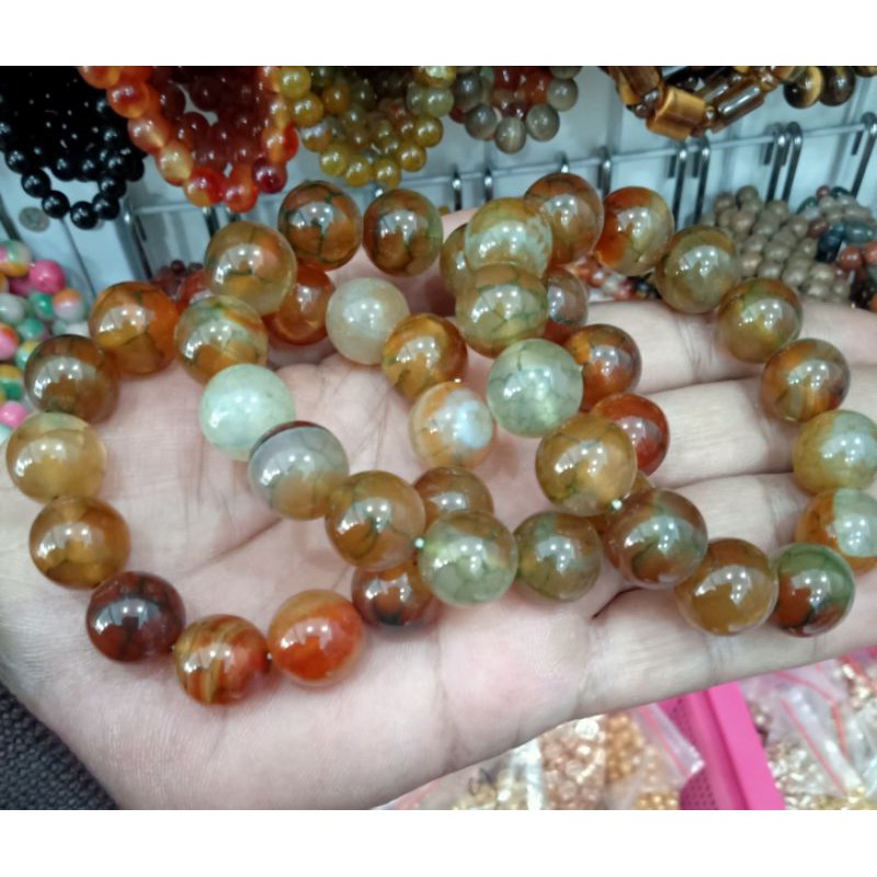 RCC23. Gelang batu giok natural ukuran 14 mm