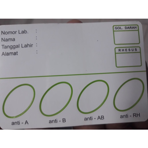 KARTU GOLONGAN DARAH KERTAS GOLONGAN DARAH HIGHT CLASS