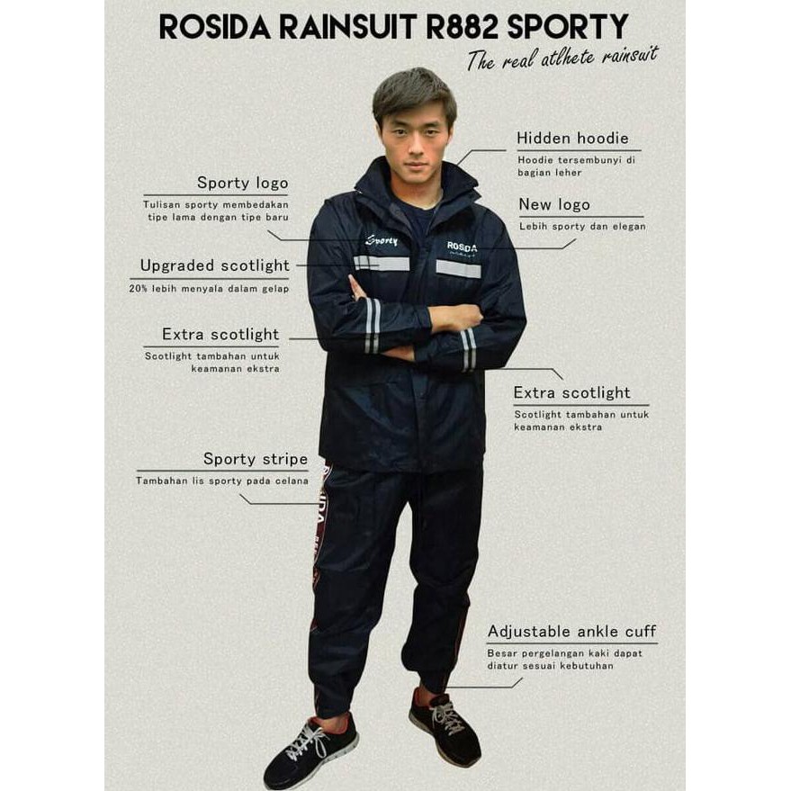 JAS HUJAN ROSIDA SPORTY TYPE R882 ORIGINAL ( ROSIDA R-882 SPORTY ) KODE 254