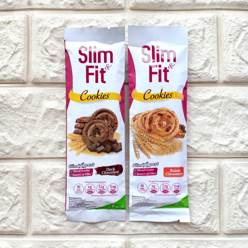 

Slim & Fit Cookies 22gr Raisin Cinnamon Dark Chocolate Sachet Kukis Biskuit Snack Cemilan Diet 22 gr