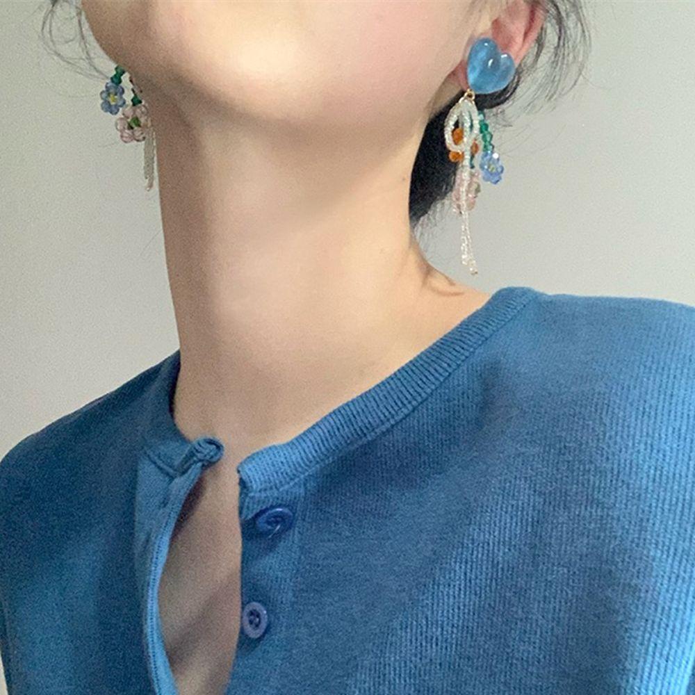 Mxbeauty Anting Menjuntai Bunga Manis Retro Pesta Gaya Pengadilan Temperamen Pastoral Gaya Korea Perhiasan