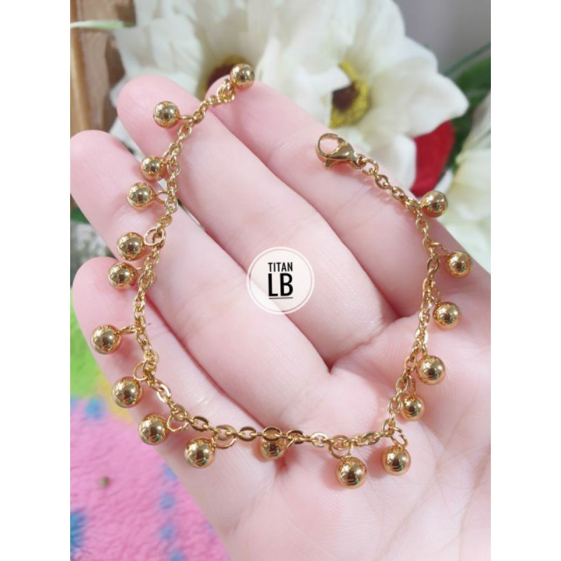 Gelang Titanium Bola-Bola Lapis Emas N16032012
