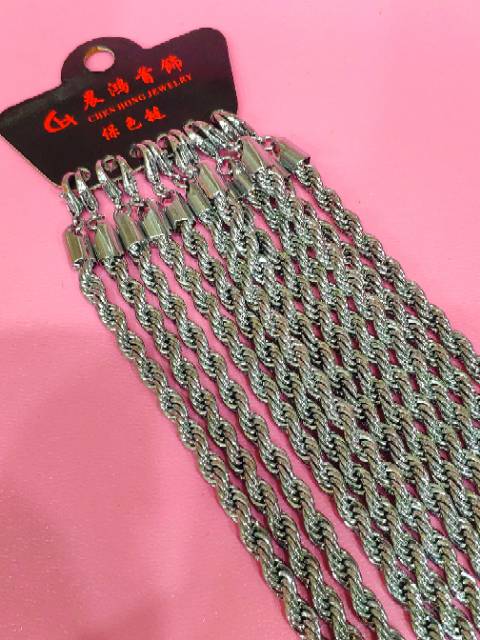 [Paling Murah] Gelang silver panjang 20cm isi 10 pcs motif tambang