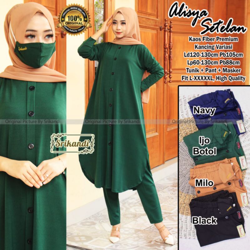 alisya setelan polos wanita bahan kaos fiber by srikandi