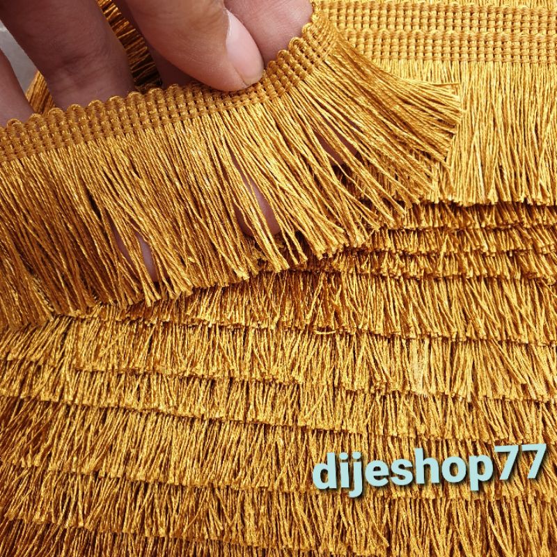 Renda Rumbai 4 cm / rumbai coklat emas / Renda Rumbai Premium Quality / renda sajadah / rumbai etnik