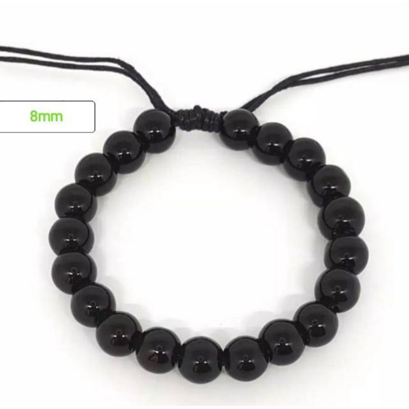 Gelang Kesehatan Black Jade Bulat Hitam/Anti Karat/Gelang pria Wanita/New Arrival/COD/AGAM AKSESORIS