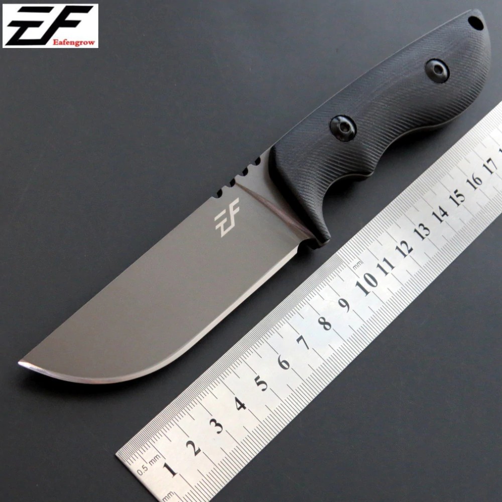 Eafengrow EF23 440C Titanium Surface G10 Handle Fixed Blade Knife Outdoor Camping Hunting Cutting