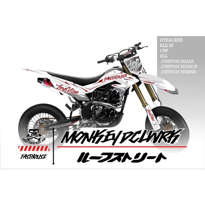 DEKAL STICKER DECAL KLX D-TRACKER SUPERMOTO PUTIH SIMPLE CUSTOM