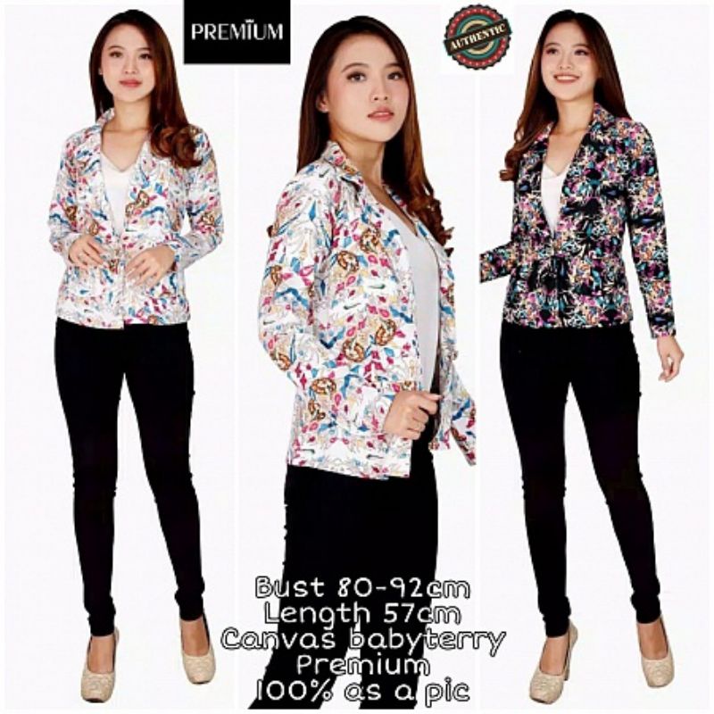 Blazer Korea Wanita Lengan Panjang Motif Bunga Kerja Kantor casual daily