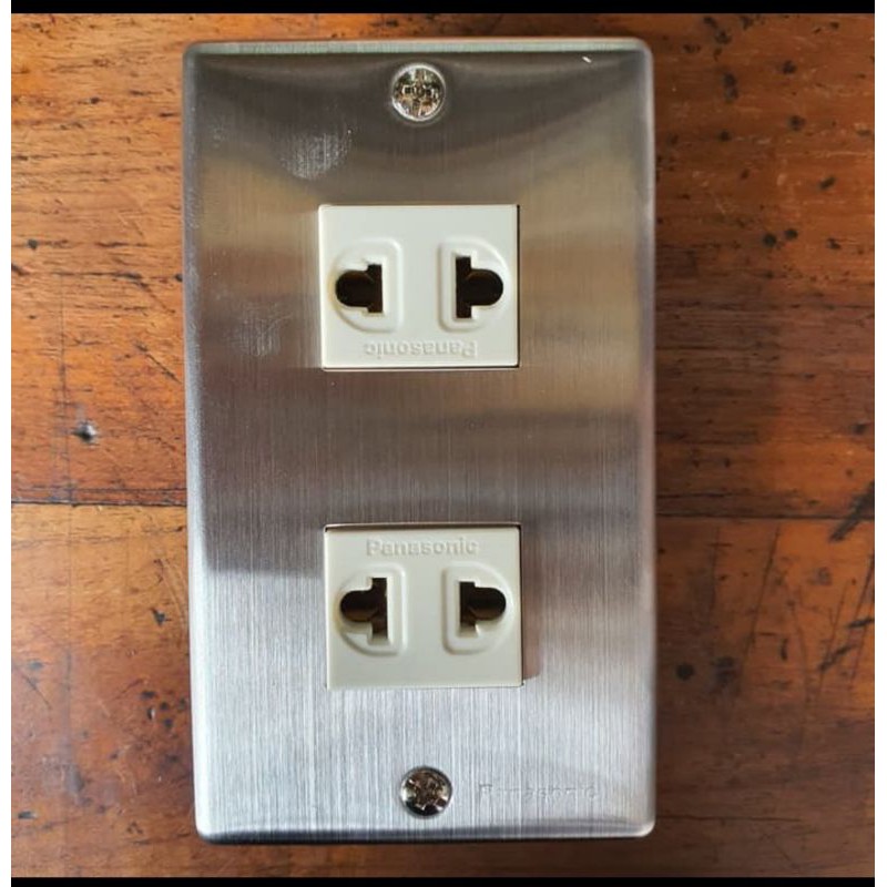 stop kontak universal ganda seri panasonic stainless besi stainles stopkontak panasonic