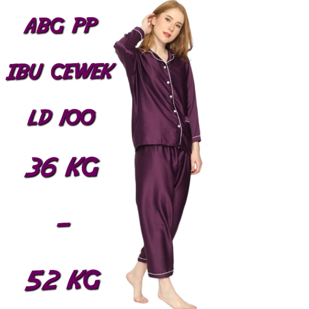 BAJU TIDUR LENGAN PANJANG ABG COWOK/CEWEK DEWASA/PIYAMA SATIN SILK