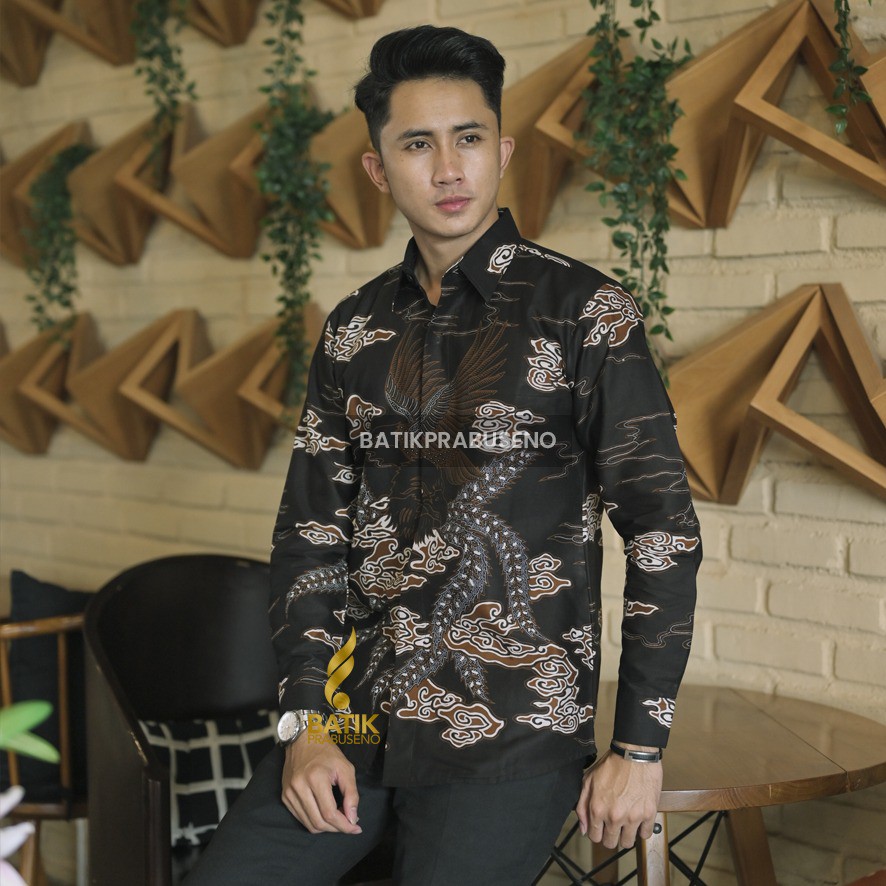 JANARDANA Kemeja Batik Pria Lengan Panjang Slim Fit Modern Prabuseno Original Bahan Katun Premium Fu