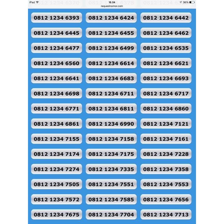 NOMOR CANTIK SIMPATI 0812 1234 XXXX