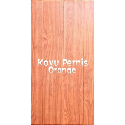 Wallpaper Foam 3D Dinding Sticker-Kayu Pernis Orange