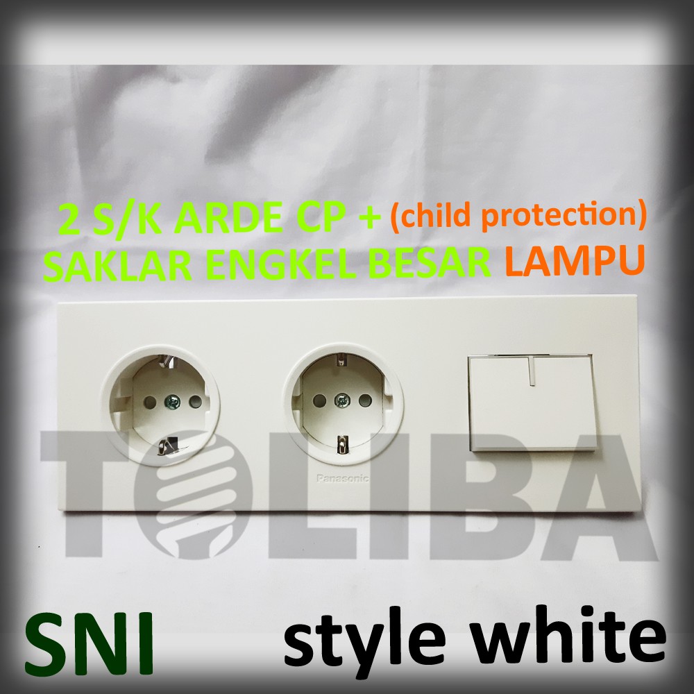 stopkontak 2 s/k arde cp + saklar engkel besar lampu minimalis style white ib panasonic sni