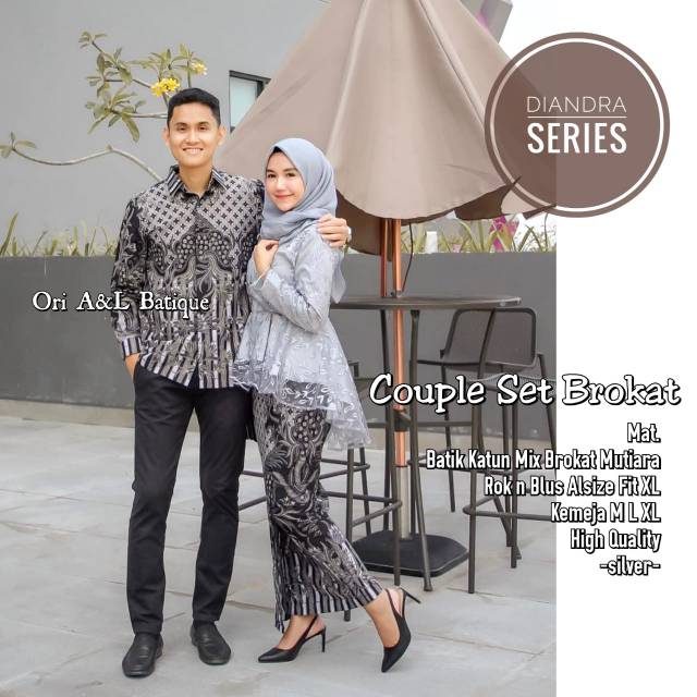 Set Kebaya Batik Sarimbit Set Kondangan Baju Pesta Batik Couple Set Batik Brokat Diandra Murah Ori
