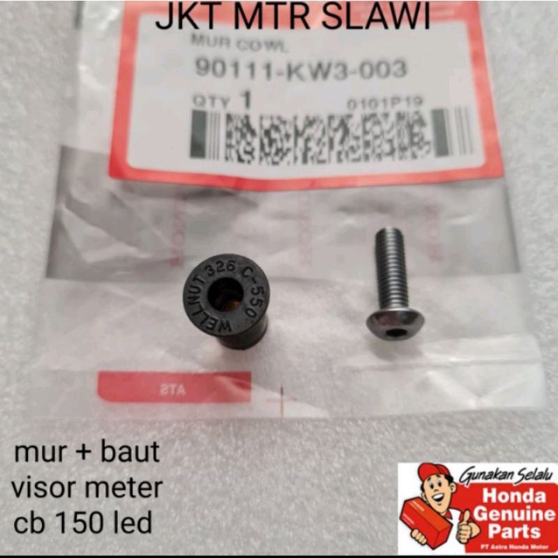 90111-KW3-003 baut mur karet visor cover meter CB 150r SE CBR 150r CBR 250R facelift asli honda